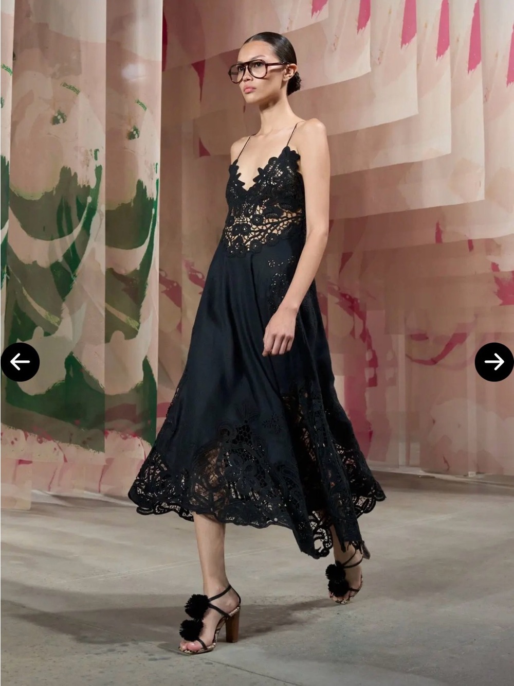Ulla Johnson Brigitte Black Lace Asymmetrical Slip Dress